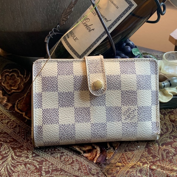 Rare🔥AUTHENTIC LOUIS VUITTON damier Azure checkers print snap kisslock wallet - Picture 2 of 16